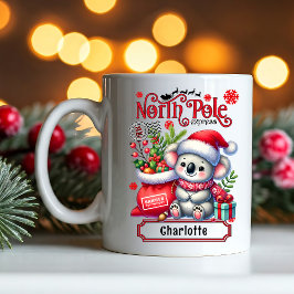 Cute Koala Chirstmas Personlig Namn Mugg