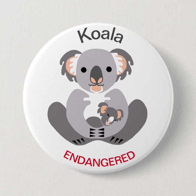 Cute - KOALA - Djurgrafik med fara - Knapp (Framsida)