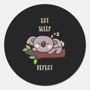 Cute Koala Eat Sömn Upprepa funna djur Runt Klistermärke