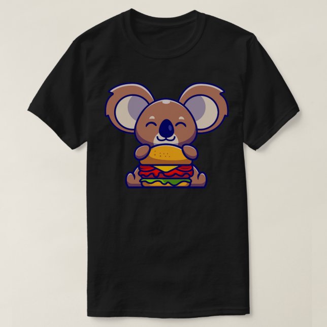 Cute Koala Eating Burger Tecknad T Shirt (Design framsida)