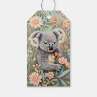 Cute Koala Elegant Pastel Floral Presentetikett