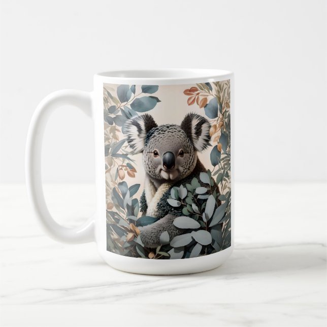 Cute Koala Eucalyptus Lövs Kaffemugg (Vänster)