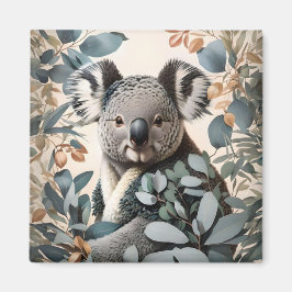 Cute Koala Eucalyptus Lövs Magnet