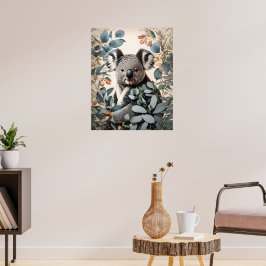 Cute Koala Eucalyptus Lövs Poster