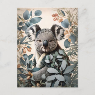 Cute Koala Eucalyptus Lövs Vykort