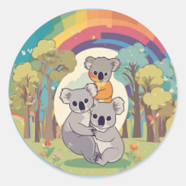 Cute Koala Family Runt Klistermärke