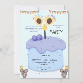 Cute Koala First Birthday Invitation - Customizabl Inbjudningar