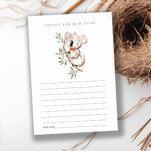 Cute Koala Foliage Advice for Morsa Baby Shower Tilläggskort (Skapare uppladdad)