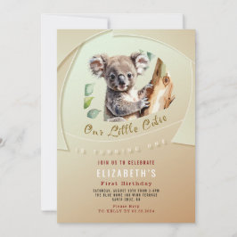 Cute Koala Första födelsedagsinbjudan Inbjudningar
