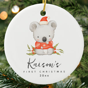 Cute Koala Första julen Anpassningsbar Keramic Orn Julgransprydnad Keramik