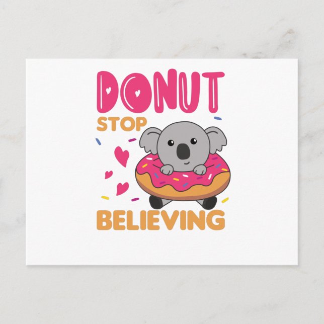 Cute Koala Funny Animals in Donut Rosa Vykort (Framsida)