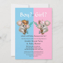 Cute Koala Gender Reveal Party/Baby Shower Inbjudningar