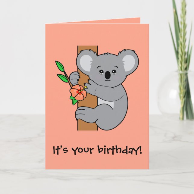 Cute Koala Grattis på födelsedagen Kort (Framsida)