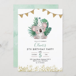 Cute Koala Greenery Barn Birthday Inbjudningar