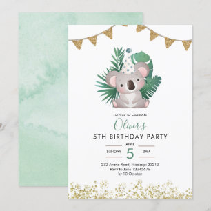 Cute Koala Greenery Barn Birthday Inbjudningar