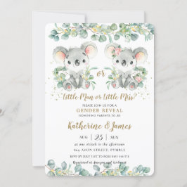 Cute Koala Greenery Gender Reveal Baby Shower Inbjudningar