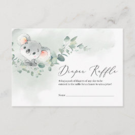 Cute koala grönt eucalyptus löv diaper raffle tilläggskort