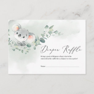Cute koala grönt eucalyptus löv diaper raffle tilläggskort