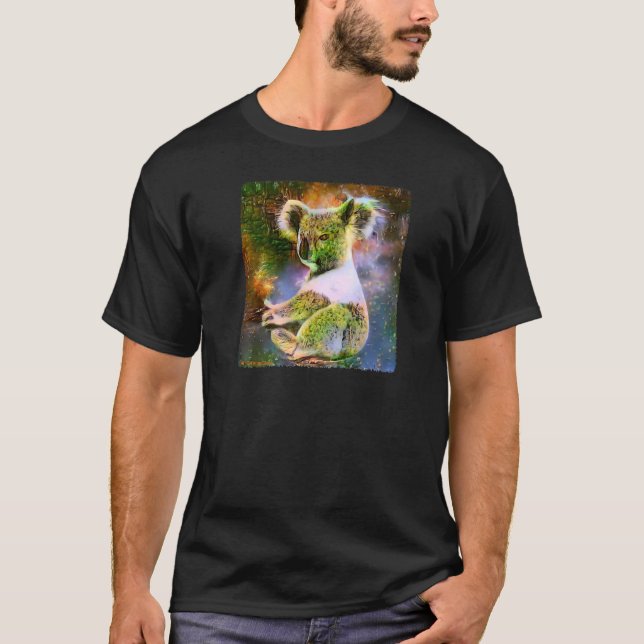 Cute Koala Grönt Träd Forest Nature Mönster Koal T Shirt (Framsida)