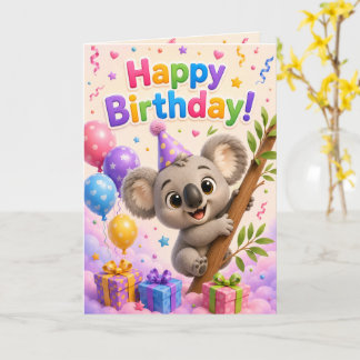 Cute Koala Happy Birthday Card for Kids | Adorable Kort