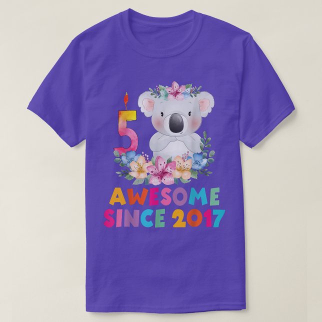 Cute koala har 5 års födelsedagspresent för pojkar t shirt (Design framsida)