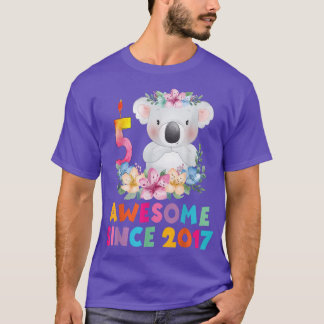 Cute koala har 5 års födelsedagspresent för pojkar t shirt