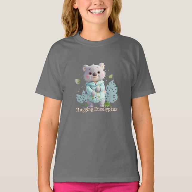 Cute Koala Hugger Eucalyptus Löv - T Shirt (Framsida)