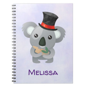 Cute Koala i Anpassningsbarna Black Top hat Anteckningsbok