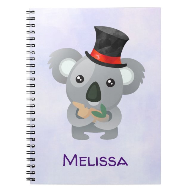 Cute Koala i Anpassningsbarna Black Top hat Anteckningsbok (Framsidan)