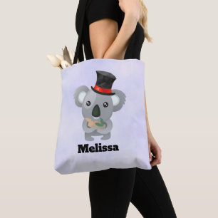 Cute Koala i Anpassningsbarna Black Top hat Tygkasse