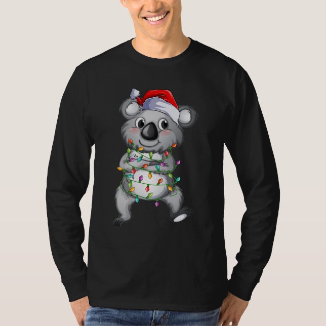 Cute koala i Långärmaden ljus i julklas T Shirt (Framsida)