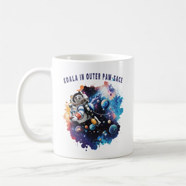 Cute Koala i Outer Tass-sace, Koala Astronaut Kaffemugg (Vänster)