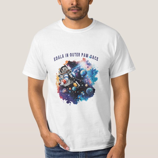 Cute Koala i Outer Tass-sace, Koala Astronaut T Shirt (Framsida)