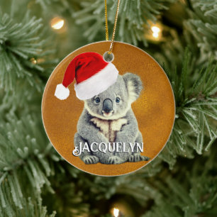 Cute Koala i Santa Hat Julgransprydnad Keramik