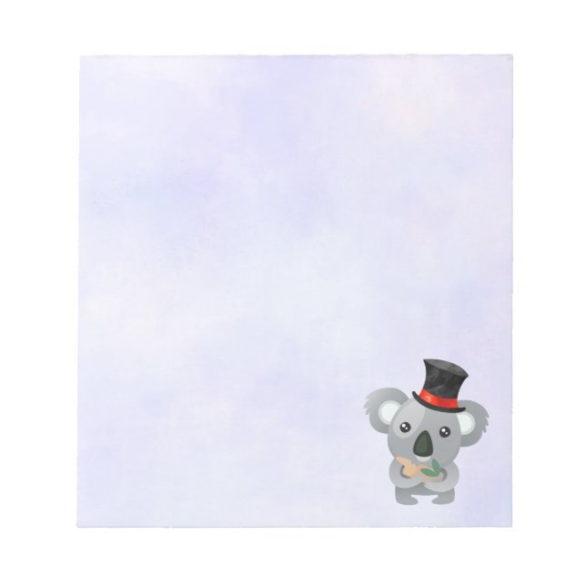 Cute Koala i Svarta Top hat Anteckningsblock (Framsida)