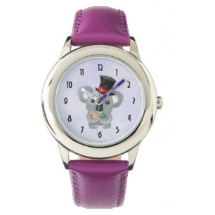 Cute Koala i Svarta Top hat Armbandsur