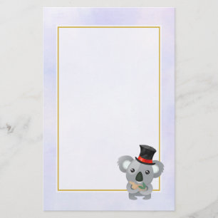 Cute Koala i Svarta Top hat Brevpapper