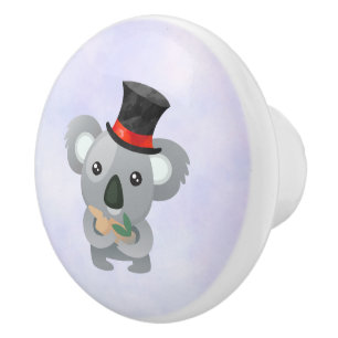 Cute Koala i Svarta Top hat Knopp
