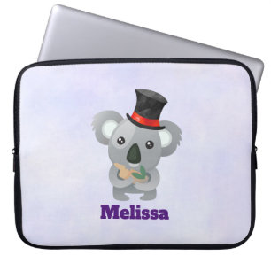 Cute Koala i Svarta Top hat Laptop Fodral