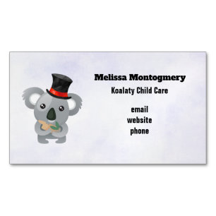 Cute Koala i Svarta Top hat Magnetiska Visitkort