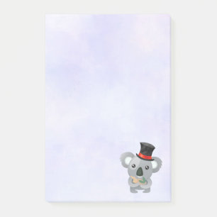 Cute Koala i Svarta Top hat Post-it Block