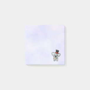 Cute Koala i Svarta Top hat Post-it Block