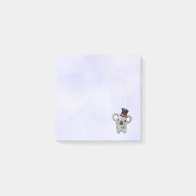 Cute Koala i Svarta Top hat Post-it Block (Framsida)