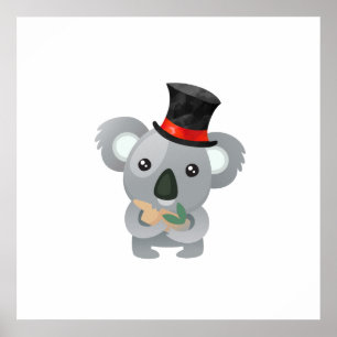 Cute Koala i Svarta Top hat Poster