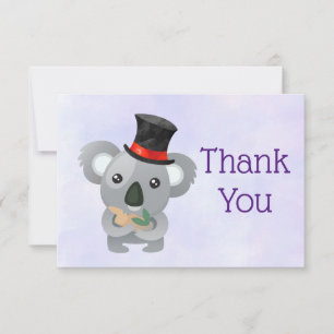 Cute Koala i Svarta Top hat Tack Inbjudningar
