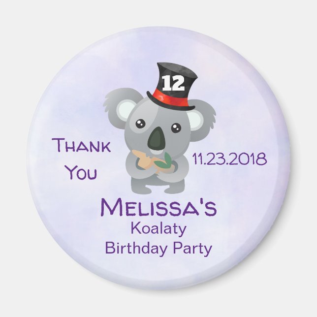 Cute Koala i Tacken Black Top hat Magnet (Framsidan)