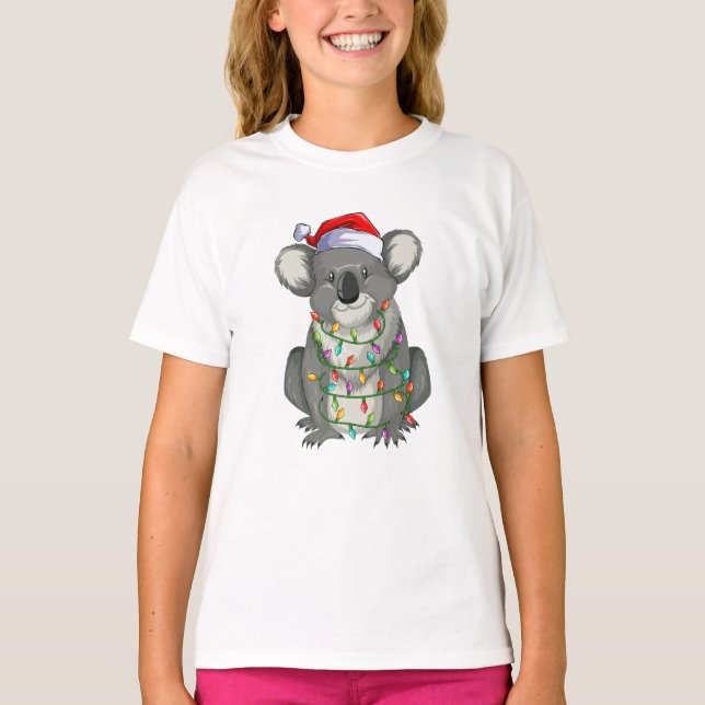 Cute koala in christmas ljus Girl T Shirt (Framsida)