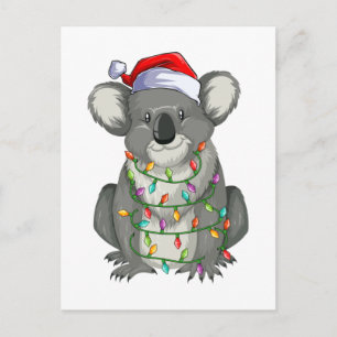 Cute koala in christmas ljus vykort