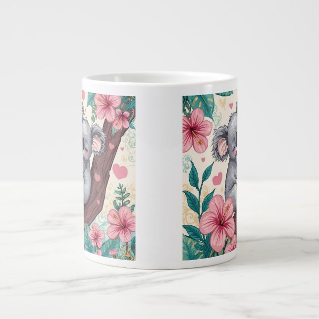"Cute Koala Kärlek Mugg - Romantic Koalas med blom Jumbo Mugg (Framsidan)