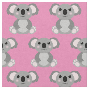 Cute Koala Kids Tecknad Rosa Girls Tyg